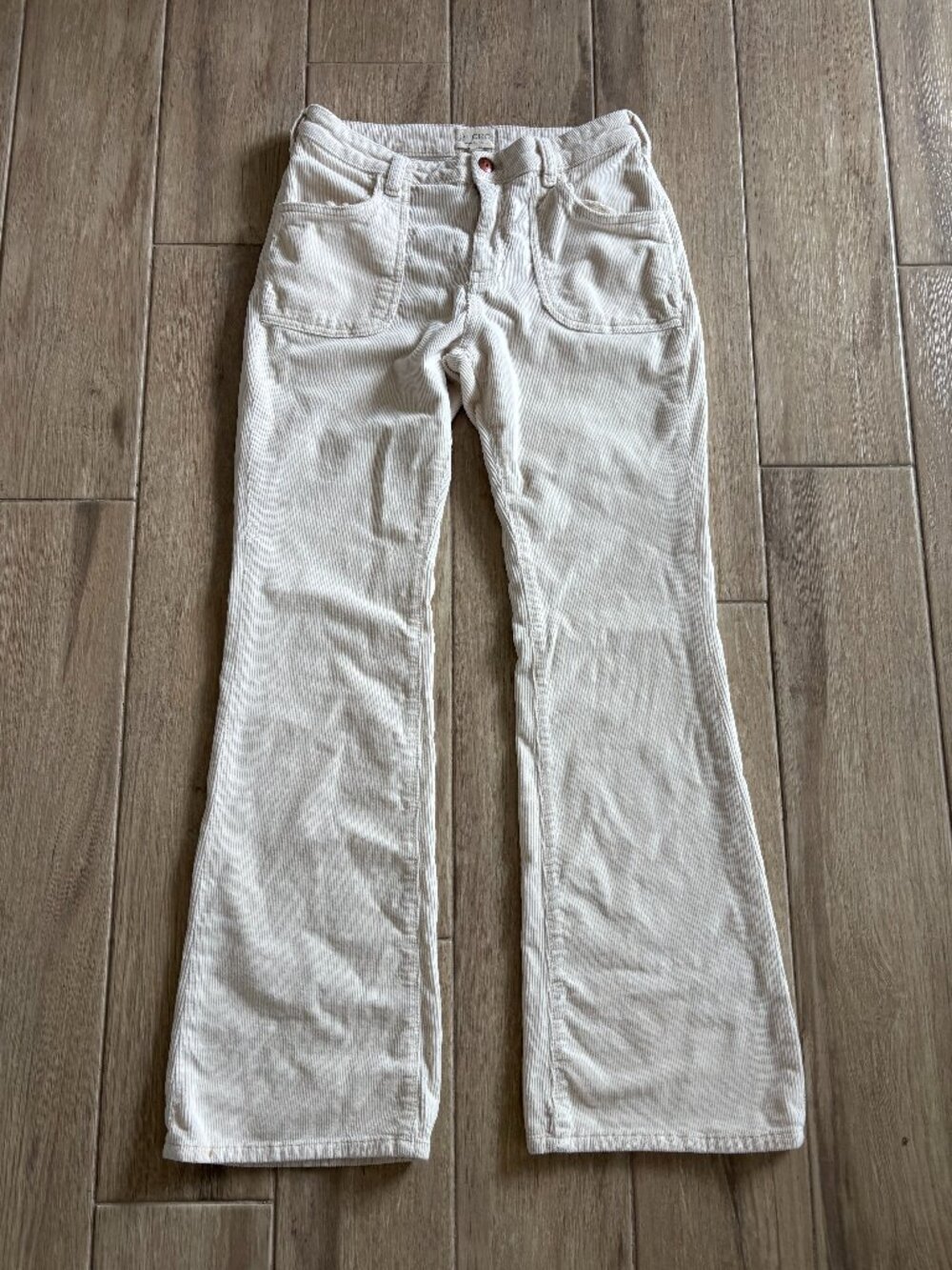 Pilcro Anthropologie The Icon Corduroy Flare Pants Womens 29 Ivory Mid Rise Boho